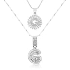 2pc 14k Diamond Letter Initial Necklaces