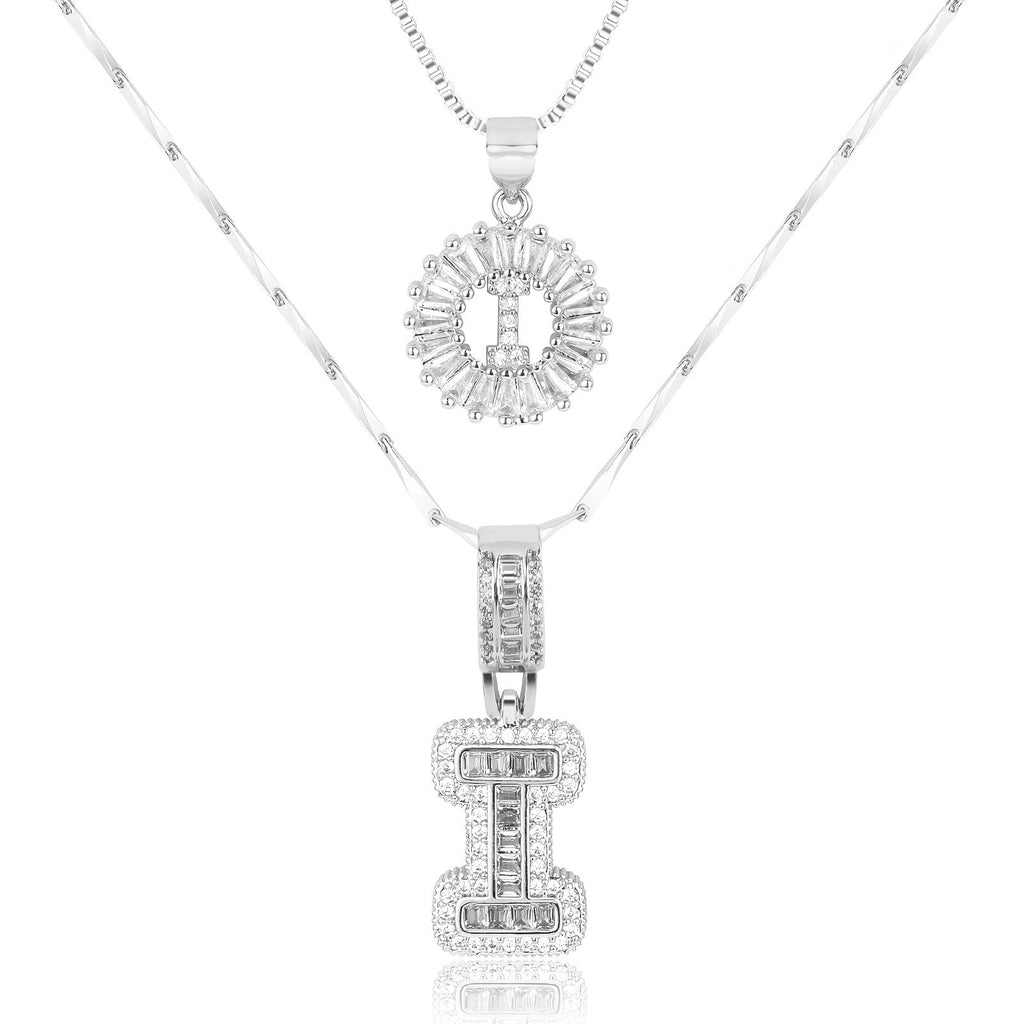2pc 14k Diamond Letter Initial Necklaces