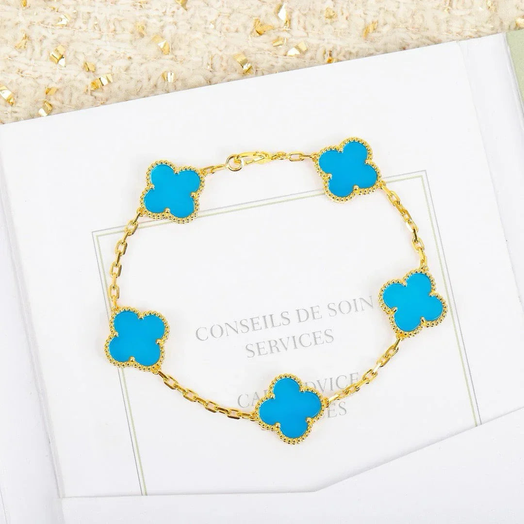 CLOVER 5 MOTIF TURQUOISE BRACELET COLLECTION