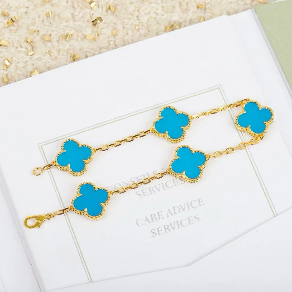 CLOVER 5 MOTIF TURQUOISE BRACELET COLLECTION