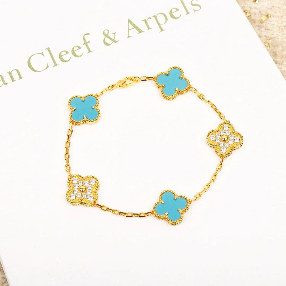 CLOVER 5 MOTIF TURQUOISE BRACELET COLLECTION