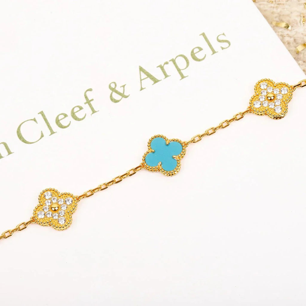 CLOVER 5 MOTIF TURQUOISE BRACELET COLLECTION