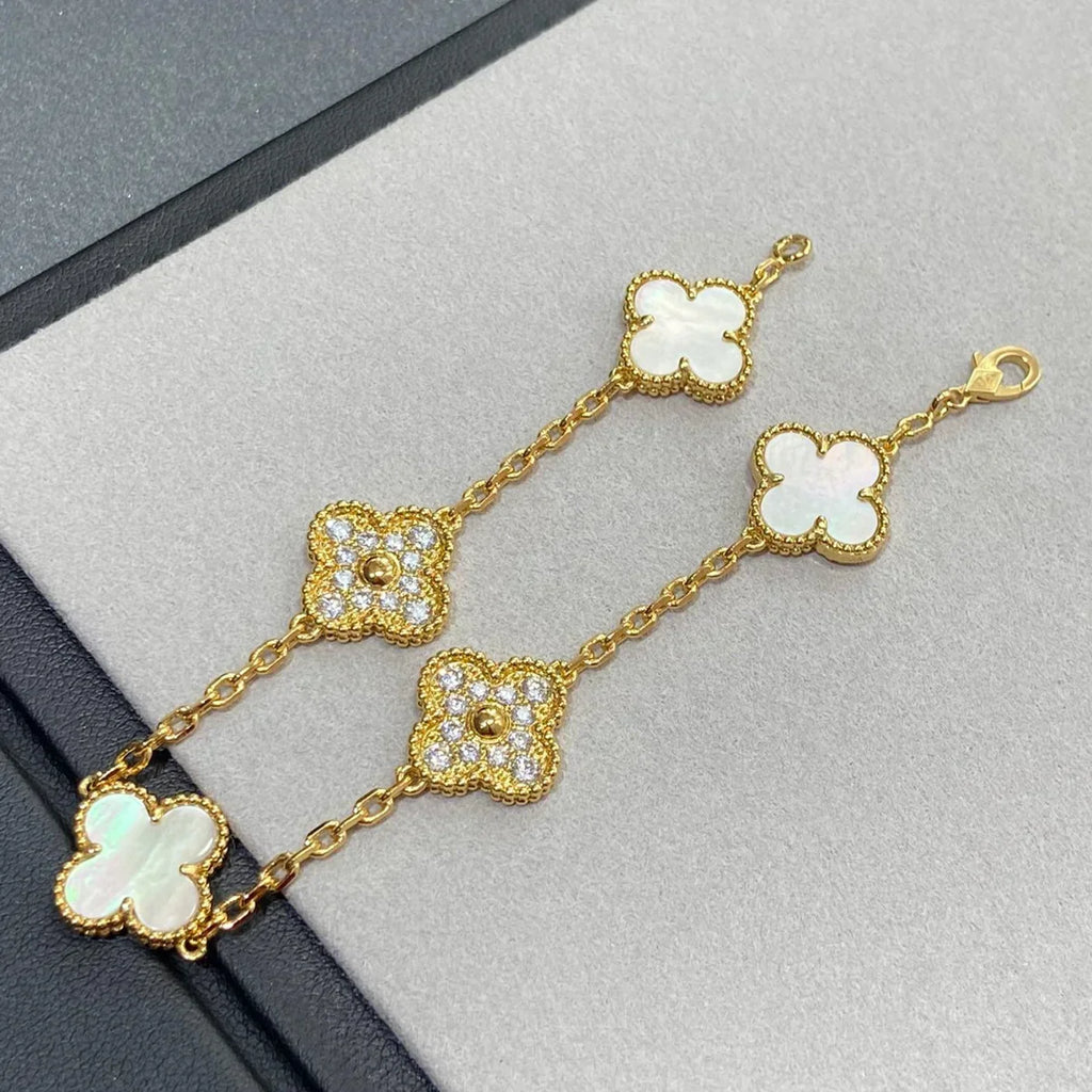 CLOVER WHITE PEARL MOP 5 MOTIF BRACELET COLLECTION