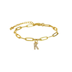 Dainty Paperclip Letter Initial Bracelet
