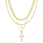 3pc 14k Diamond Accented Initial & Cross Necklace Set