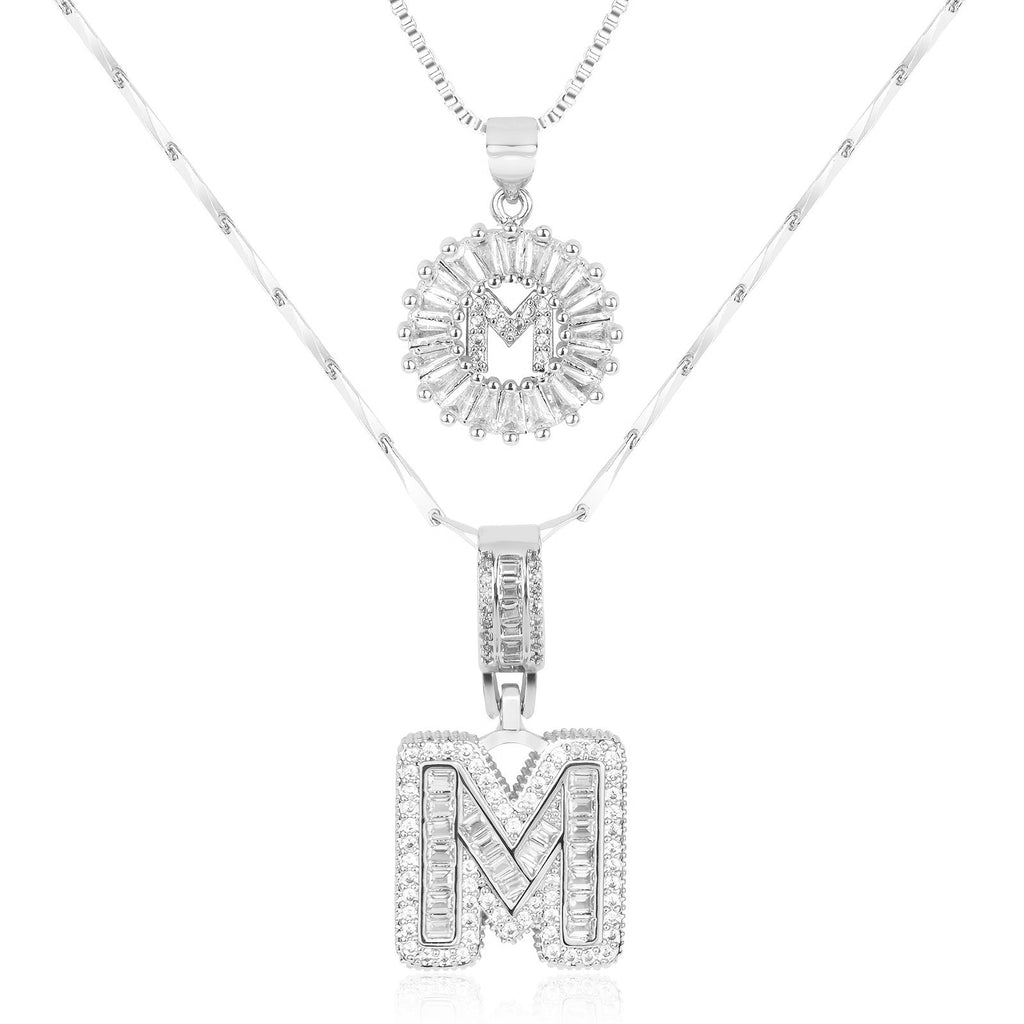 2pc 14k Diamond Letter Initial Necklaces