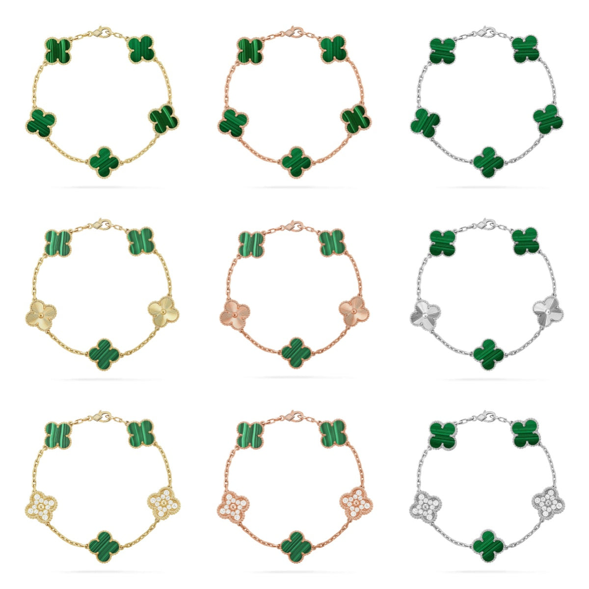 CLOVER 5 MOTIF MALACHITE BRACELET COLLECTION VIP