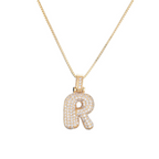 14k Diamond Dazzle Bubble Initial Necklace