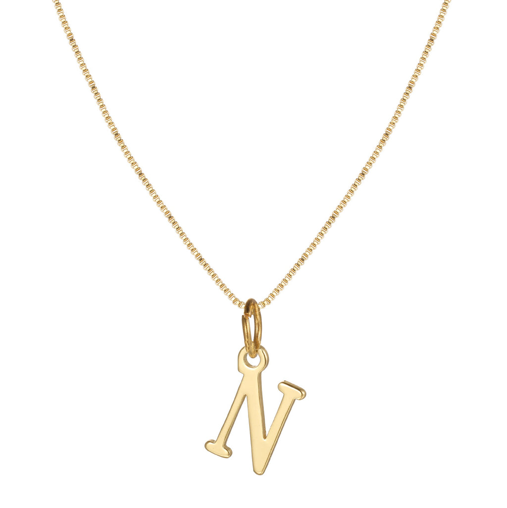 14k Minimal Serif Initial Necklace