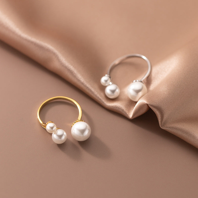 Adjustable Triple Freshwater Ring S925 Silver