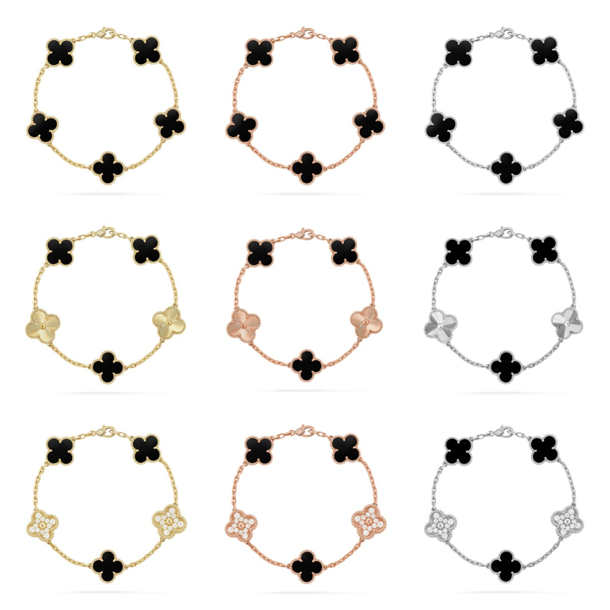 CLOVER 5 MOTIF ONYXS BRACELET COLLECTION