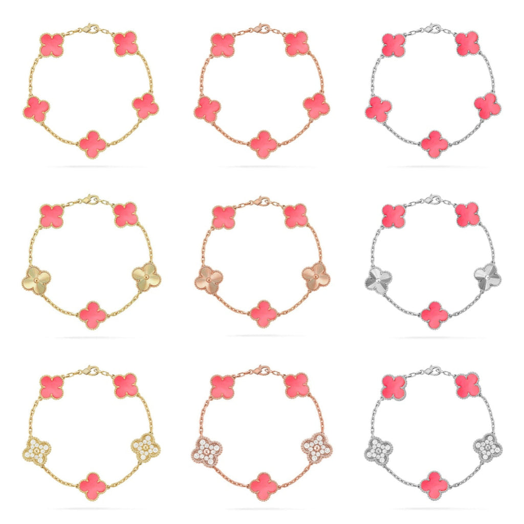CLOVER 5 MOTIFS PINK MOP BRACELET COLLECTION