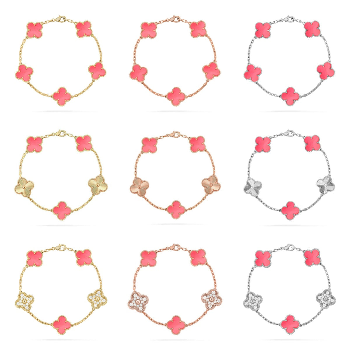 CLOVER 5 MOTIFS PINK MOP BRACELET COLLECTION