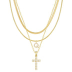 3pc 14k Diamond Accented Initial & Cross Necklace Set