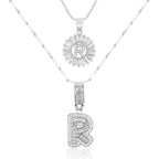 2pc 14k Diamond Letter Initial Necklaces