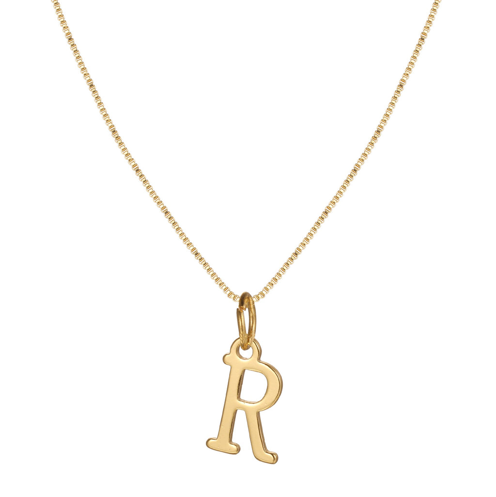 14k Minimal Serif Initial Necklace