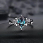 Gun Black Sapphire Zirconia Ring Set