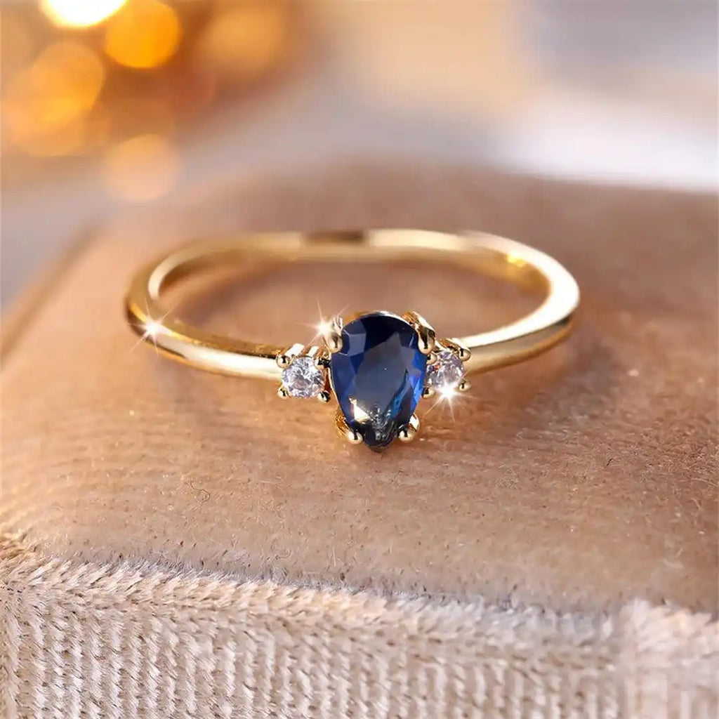 Minimalist Pear Cut Royal Sapphire Ring