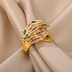 Geometric Claw Scattered Diamond Ring