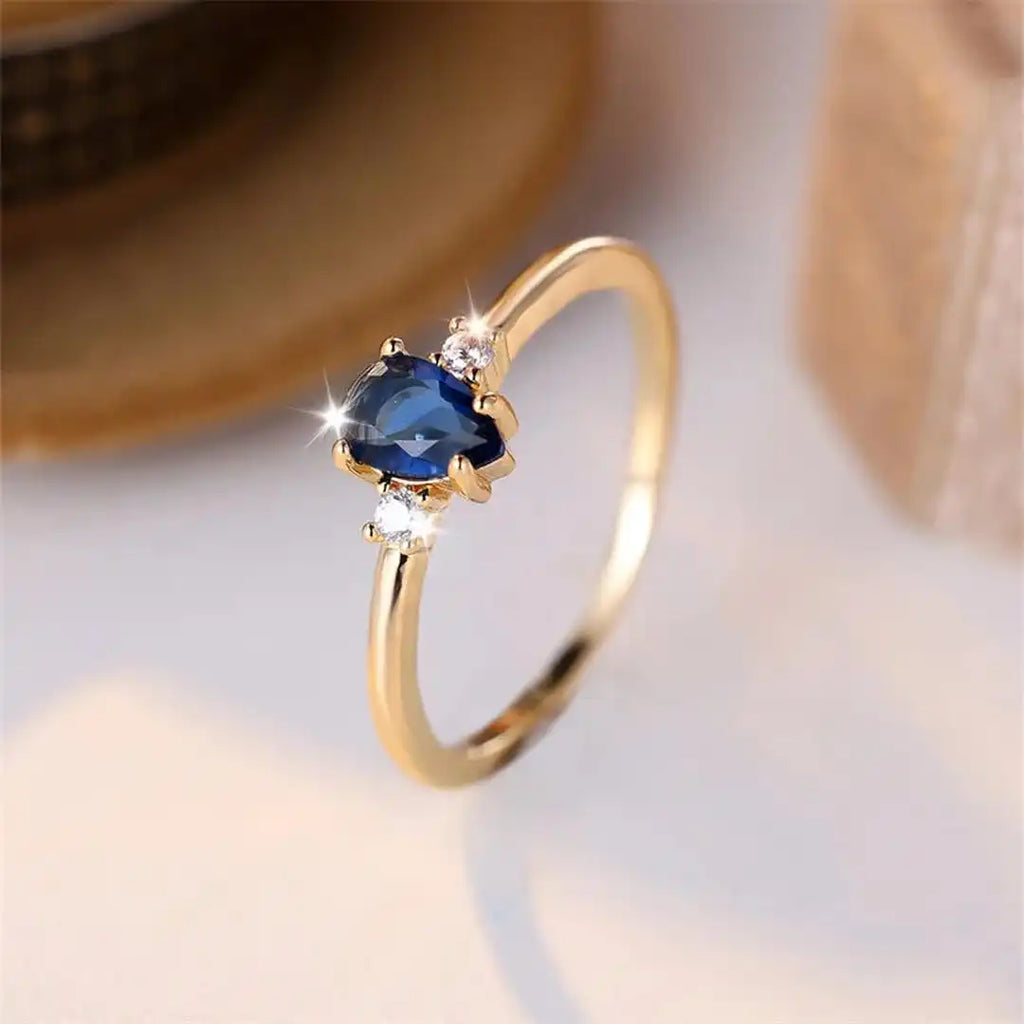 Minimalist Pear Cut Royal Sapphire Ring