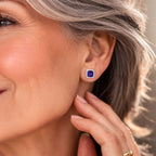 Sapphire Square Stud Earrings