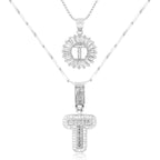 2pc 14k Diamond Letter Initial Necklaces