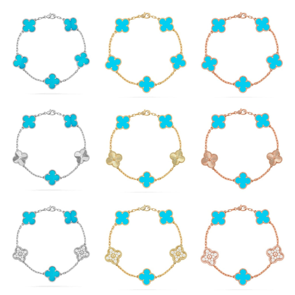 CLOVER 5 MOTIF TURQUOISE BRACELET COLLECTION