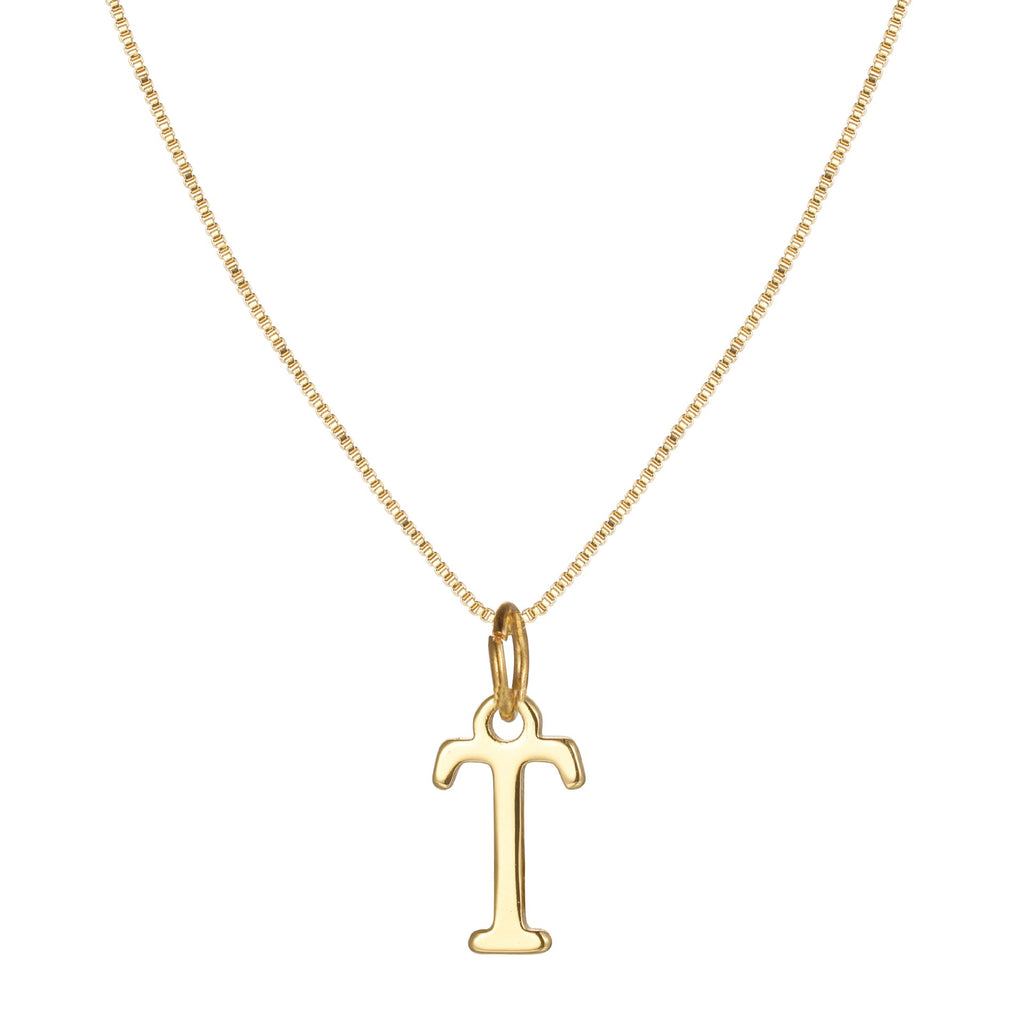 14k Minimal Serif Initial Necklace