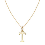14k Minimal Serif Initial Necklace
