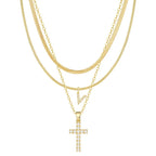 3pc 14k Diamond Accented Initial & Cross Necklace Set