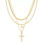 3pc 14k Diamond Accented Initial & Cross Necklace Set