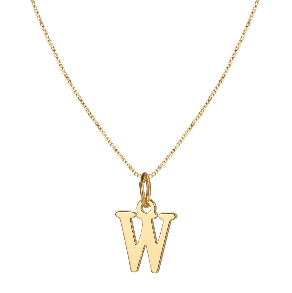 14k Minimal Serif Initial Necklace