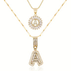 2pc 14k Diamond Letter Initial Necklaces