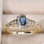 Heirloom Sapphire Halo Crystal Ring