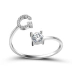 Adjustable Dainty Diamond Letter Initial Ring