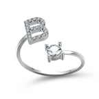Adjustable Dainty Diamond Letter Initial Ring