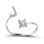 Adjustable Dainty Diamond Letter Initial Ring