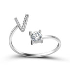 Adjustable Dainty Diamond Letter Initial Ring