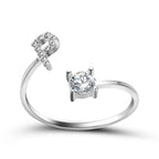 Adjustable Dainty Diamond Letter Initial Ring