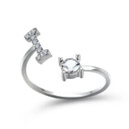 Adjustable Dainty Diamond Letter Initial Ring