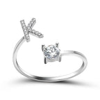 Adjustable Dainty Diamond Letter Initial Ring