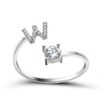 Adjustable Dainty Diamond Letter Initial Ring