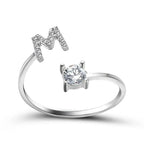 Adjustable Dainty Diamond Letter Initial Ring