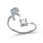 Adjustable Dainty Diamond Letter Initial Ring