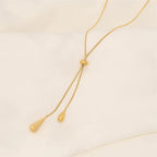 Adjustable Pull Droplet Lariat Necklace and Earrings