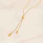 Adjustable Pull Droplet Lariat Necklace and Earrings