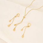 Adjustable Pull Droplet Lariat Necklace and Earrings