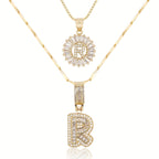 2pc 14k Diamond Letter Initial Necklaces