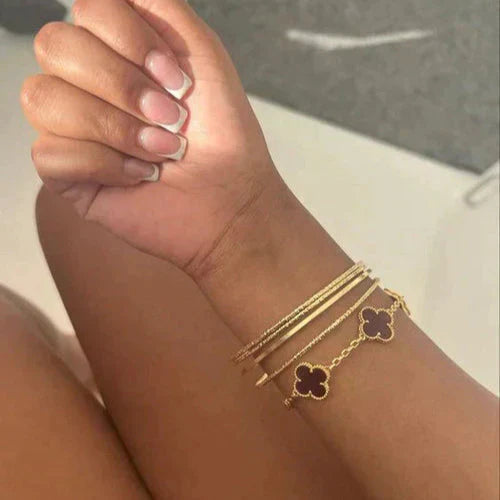 CLOVER Black & Gold Two-Tone Bracelet