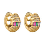 Bold Baguette Scattered Diamond Hoop Earrings